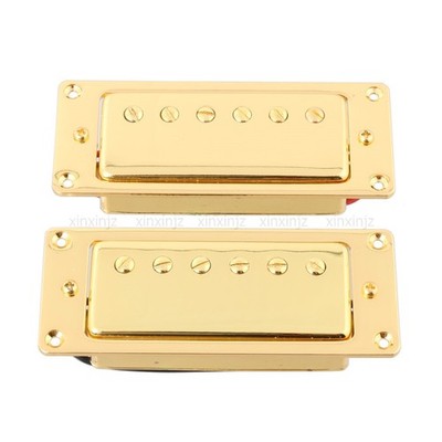 2PCS Mini Humbucker Golden Sealed Bridge Neck Pickup for LP Guitar #qm