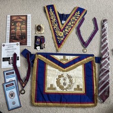 Masonic Mark Grand Rank Full Dress Regalia Set Apron Collar Jewels Tie& More
