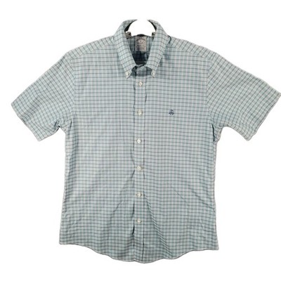 Brooks Brothers Regent Shirt Mens Medium Non Iron Green Plaid Supima Cotton