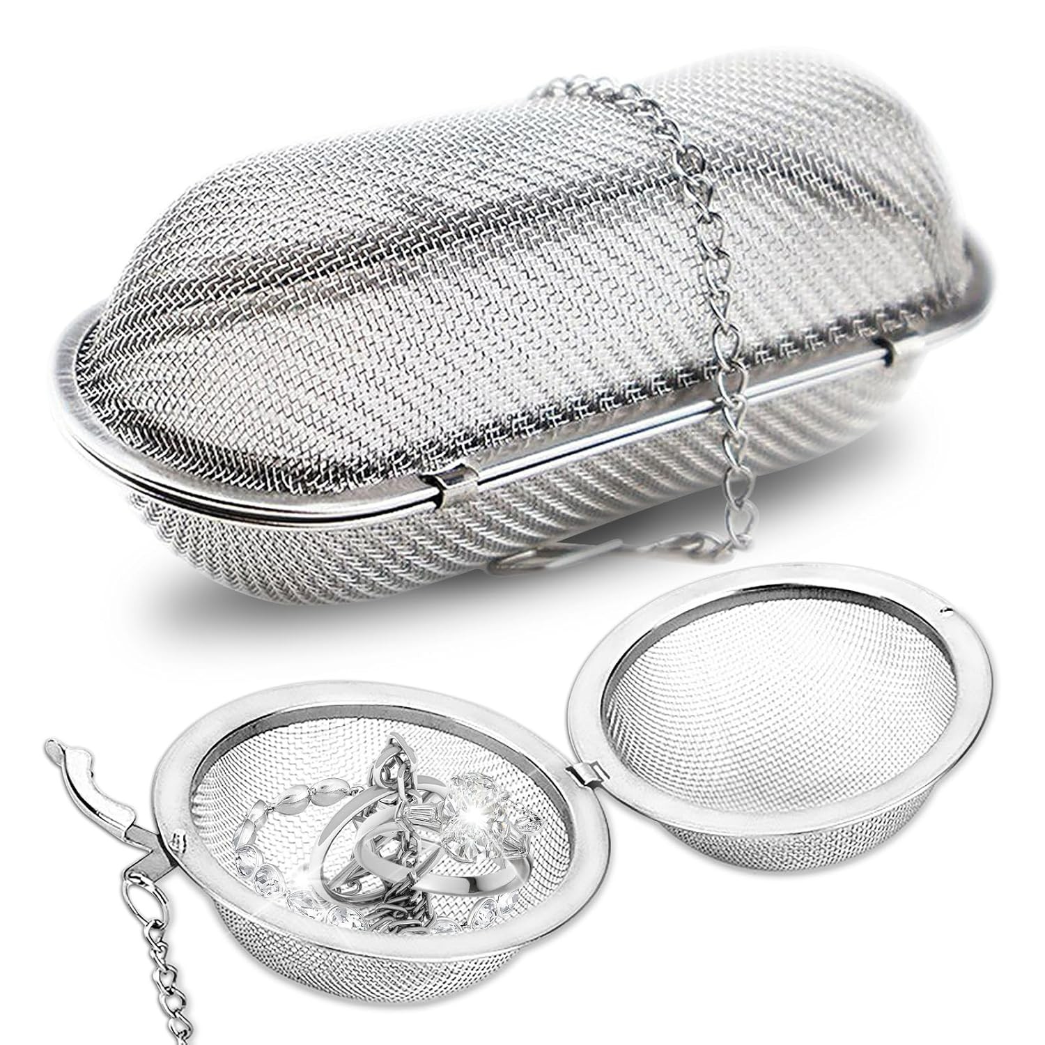 2 Pcs Stainless Steel Ultrasonic Cleaner Basket for Jewelry & Watch Parts