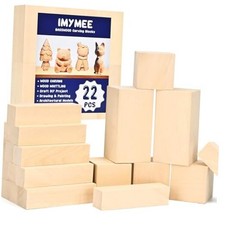 Basswood Carving Blocks-22PCS Whittling Wood Blocks Wood Carving Kit with 3