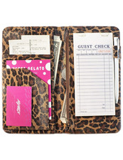 Server Book for Waitress Book with Zipper Pocket, 5X9 Leopard Magnetic Closure S