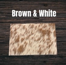 Brown  White Calfskin Leather Sheets for Crafters, DIY 9  X 7  