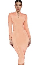 House of CB London Women's Orange Midi Dress Size Small 8-10