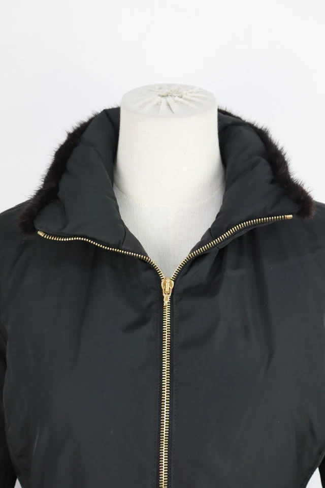 MONCLER GIUBBINO PIUMINO DONNA TG 2 JACKET DOWN WOMAN LOGO VERA PELLICCIA - Imagen 2 de 4