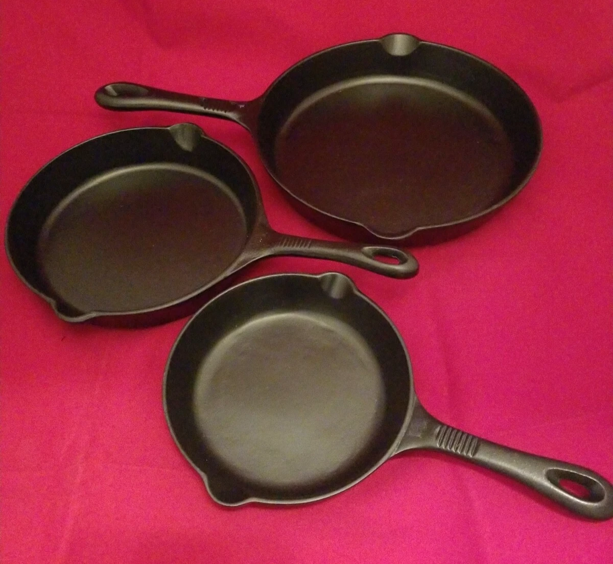 Cast Iron Skillet Set 3 Piece Pre Seasoned Heuck Camping Home Cooking
