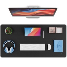 15.7"x31.5" Black PVC Leather Desk Blotter Large Non-Slip Mouse Pad Mat