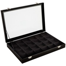 Black Jewelry Display Tray with Velvet Lining for Rings, Stones, 14 x 9.5 x 2 In