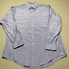 Brooks Brothers Shirt Mens 16 33 Blue Makers Cotton USA Made Dress Long Sleeve
