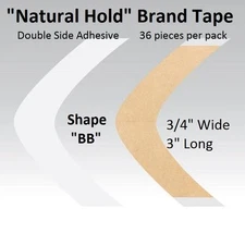 Natural Hold Tape by Walker Tape Co. Shape BB Double side Adhesive 1-pk = 36 pcs
