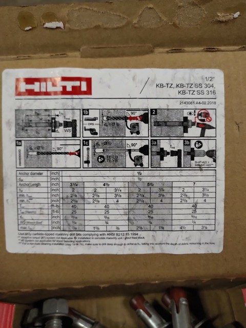 10 Bulloni Ad Espansione Hilti Kwik Bolt 3 &ndash; 3/4 X 5 1/2 Pollici &ndash; Zincati &ndash; Nuovi Senza Confezione