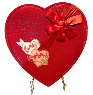 Vintage CANDY CUPBOARD Chocolate Heart Box Printed : Flat Bow 12''