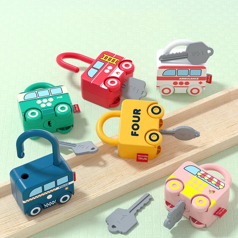 Kids Learning Lock with Keys Car Games Montessori Educational Toys Teach Tools
