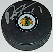 DYLAN STROME signed (CHICAGO BLACKHAWKS) Autographed NHL HOCKEY Puck W/COA #1