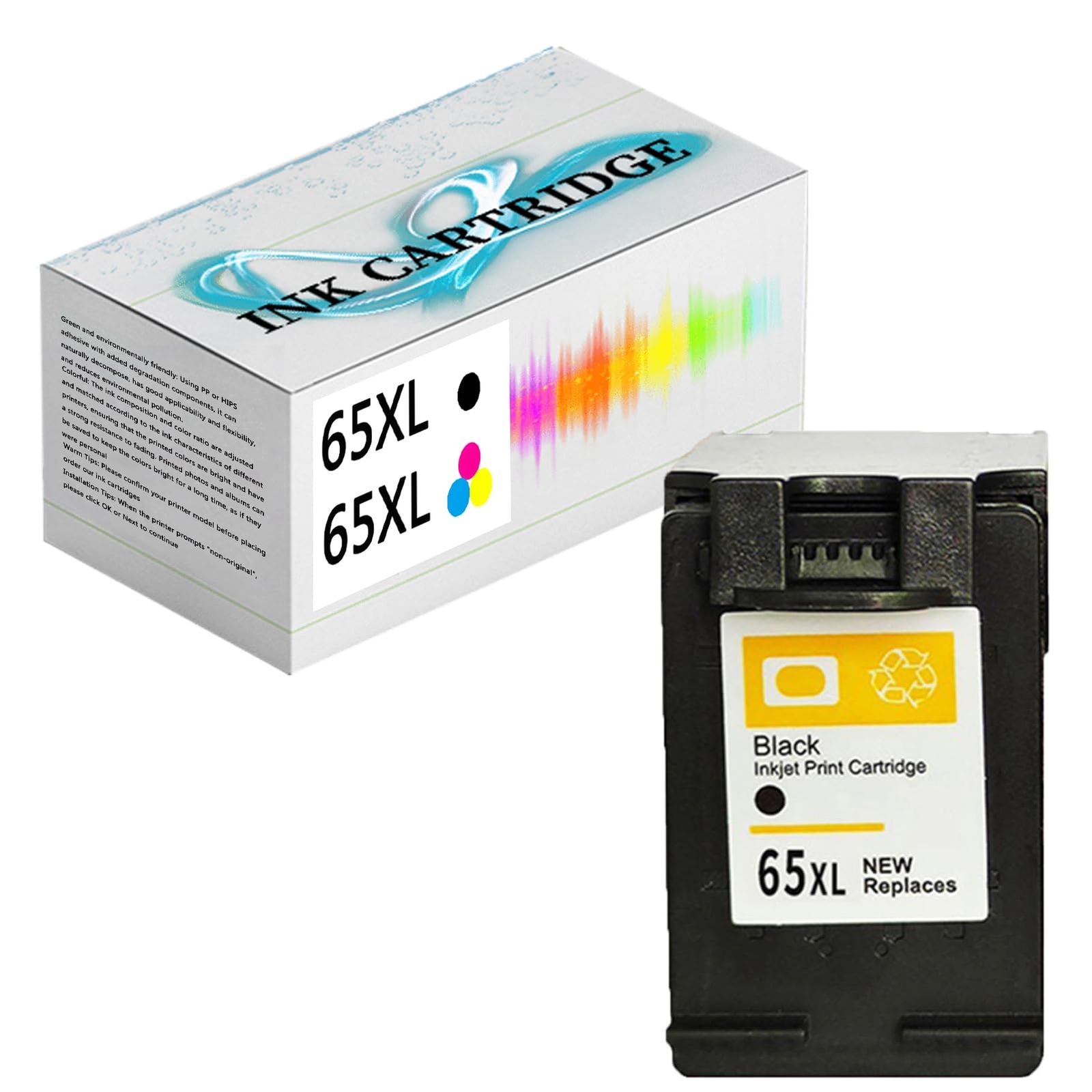 65XL Black Replacement High Yield Ink Cartridge Compatibles for HP Deskjet 2655