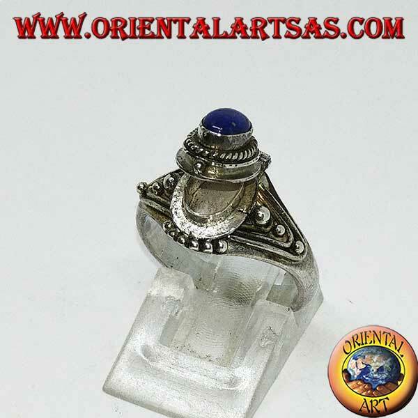 Anello di veleno di vetro dicorico, anello in argento sterling 925