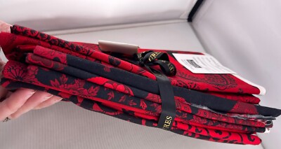 Lot Of 10 Pieces ~ Timeless Treasures Red Lotus 1/2 yard Bundled Cotton Fabric