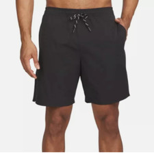 NEW Lands' End Mens M Black Swim Shorts With UPF 50 Quick Dry Built-In Boxer