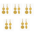 Wholesale Brass earring, 5 Pcs earring Lot, Hammered Round Disc Earring