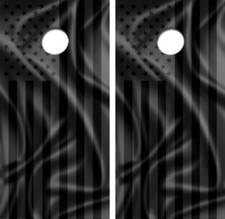 Black American Flag Cornhole Board Wrap LAMINATED Decal Vinyl Sticker 4498