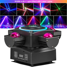 4 Arms 140W LED Beam Moving Head Laser Light DJ Lights DMX Stage Effects RGBW US