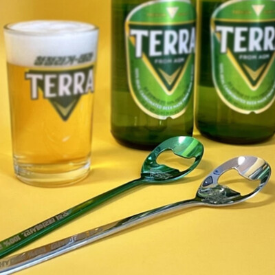Hite Jinro Terra Beer Spooner Bottle Opener Korean Spoon Shape Green Red