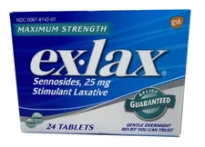 Ex-Lax Ex-L- Stimulant Laxative - Maximum Strength Pills 24 Count 4 oz EXP 02/27