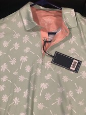 NWT Simply Southern Short Sleeve Golf Performance Polo Shirt Green Palm Trees XL