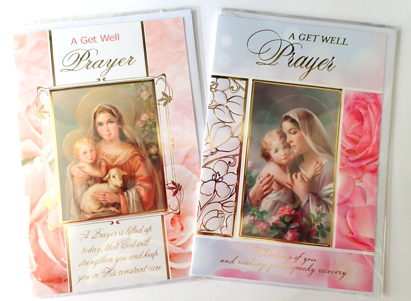 Pack 2 Get Well Prayer Card Our Lady Madonna & Child Catholic / Christian Church
