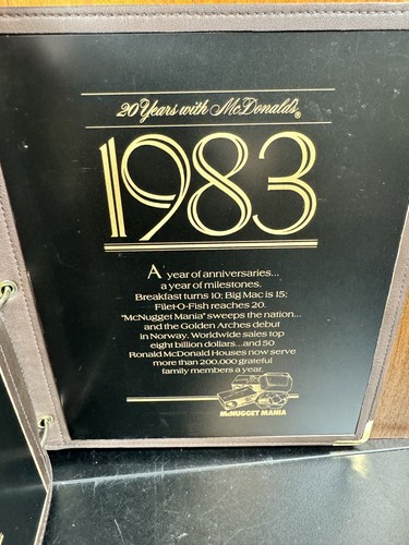Vntg 20 Years w/ McDonald's 1967-1987 Wooden Binder Award Book Franchise Owner - Picture 21 of 24