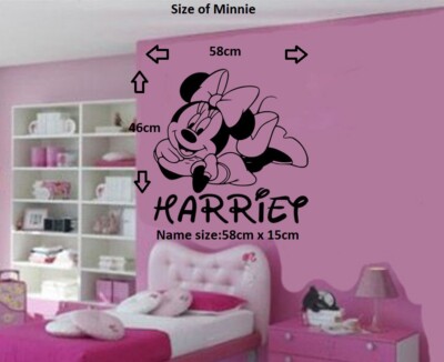 Personalisierte Minnie Maus abnehmbare Vinyl Wandkunst Aufkleber/Aufkleber Wandbild zum Selbermachen 