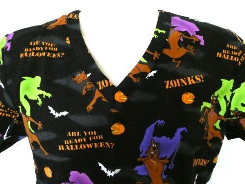 Scooby Doo! Schwarz großes V-Ausschnitt Peeling Top Halloween Thema Baumwolle - Bild 2 von 10