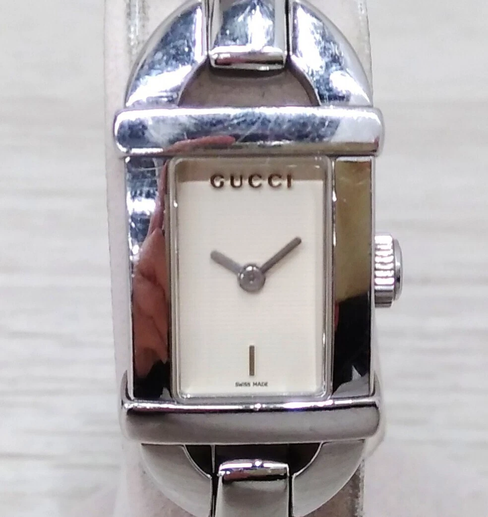 Montre femme GUCCI 6800L d'occasion bracelet bambou quartz acier inoxydable 