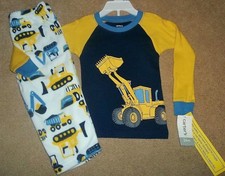 New CARTERS Boys CONSTRUCTION PAJAMAS Wheel Loader DUMP TRUCK Bulldozer Size 24M