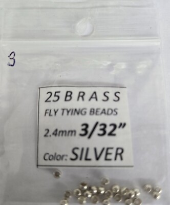 Lot of Beads ''  Silver  ''  3/32  2.4mm  Med 25 pc   Hook size 10 - 14