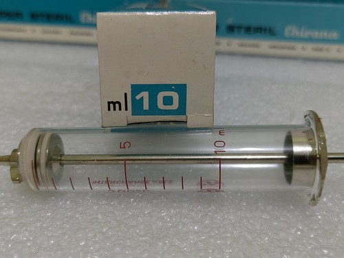 1 pcs. NOS CHIRANA Glass SYRINGE 10 ml. USSR Vintage 1980s. - Picture 5 of 5