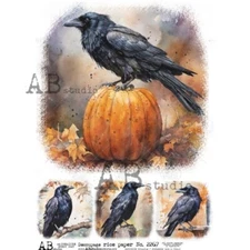 Nevermore Raven | A4 Rice Paper | 8.3" x 11.7" Paper for Decoupage | AB Studios