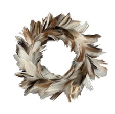 Federkranz Dekokranz echte Federn silber taupe braun 24 cm