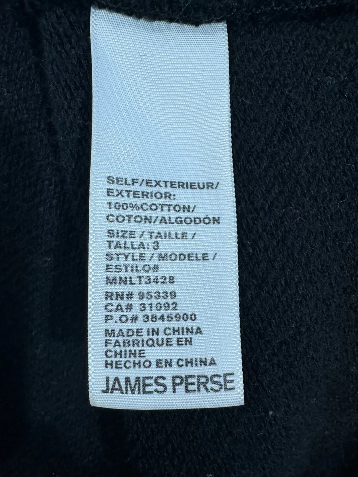 James Perse Yosemite Hombres Negro Algodón Cuello Redondo Manga Larga Sudadera Talla 3/L Foto 4 de 4