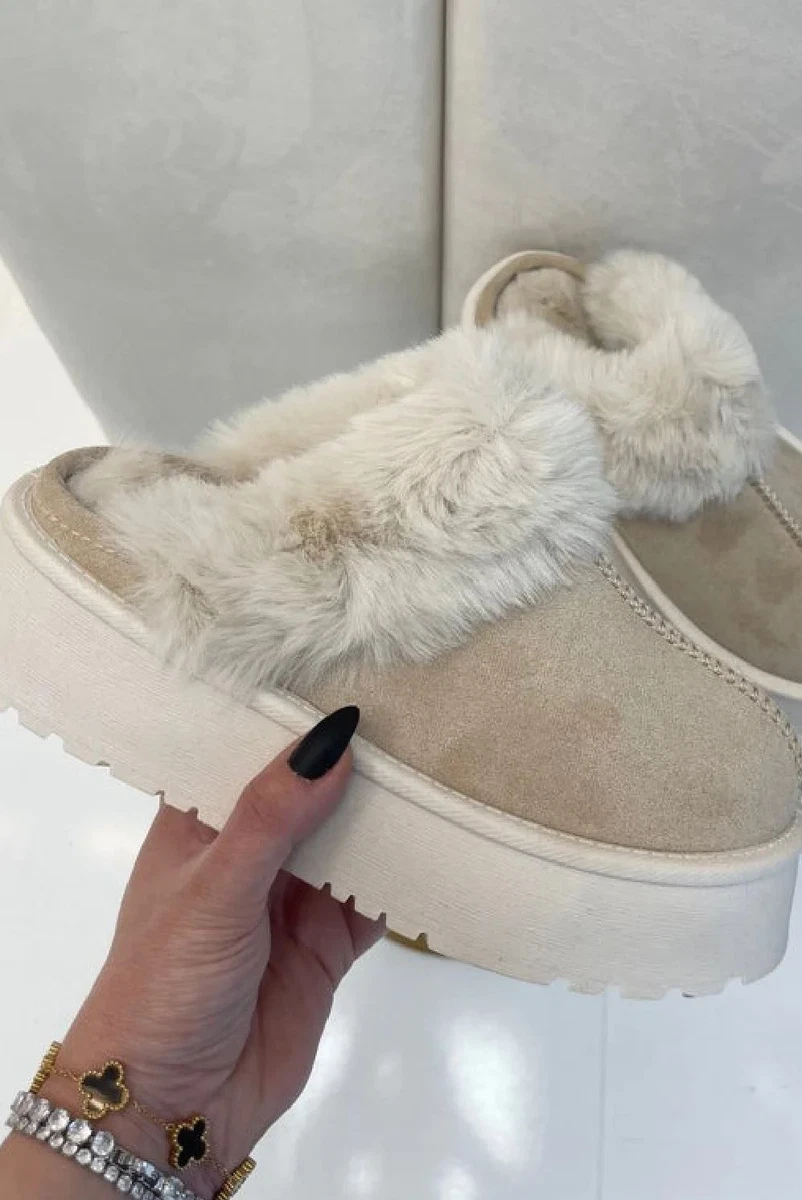 Womens fluffy shop mule slippers