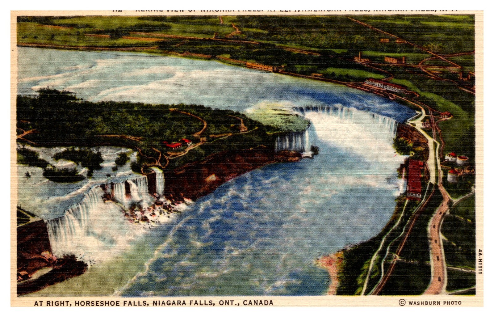 New York NY Aerial View Niagara Falls American & Horseshoe Falls Linen