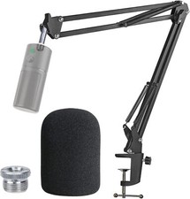 Razerx Boom Arm Microphone Stand With Windscreen And Table Clamp Mount