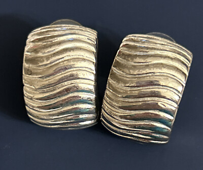 VINTAGE 80's GIVENCHY PARIS NEW YORK (c) PIERCED  EARRINGS ~1''