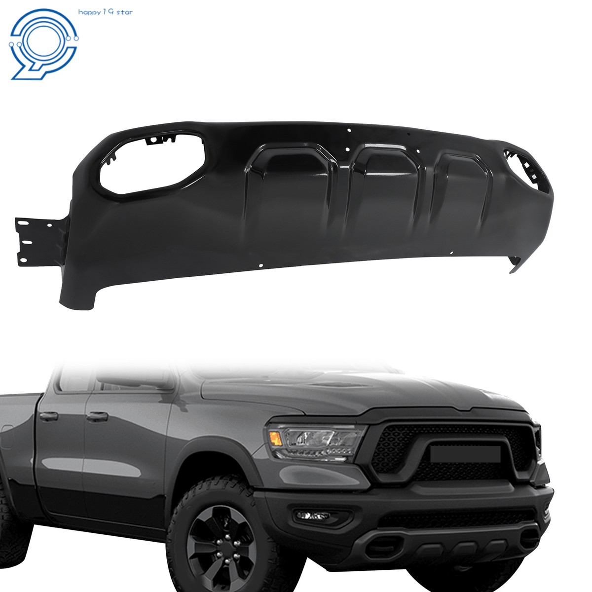 Front Bumper Lower Skid Part Black For 2019-24 Ram 1500 Rebel Tra