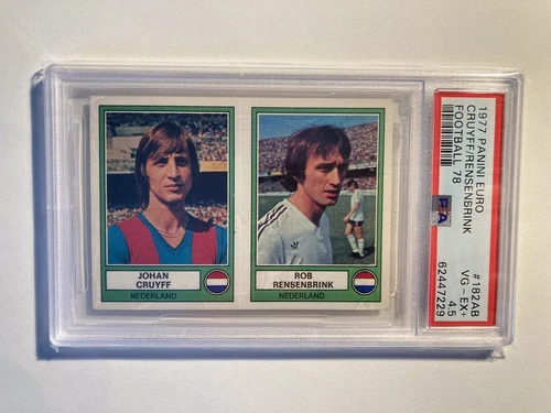 Panini Euro Football 78, foto da collezione, Johan Cruyff, Rob Rensenbrink, PSA 4,5