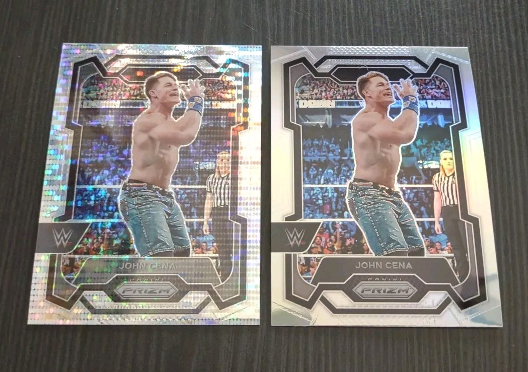 2024 Panini Prizm WWE JOHN CENA Silver Pulsar #118/499 + Silver Prizm Card #156