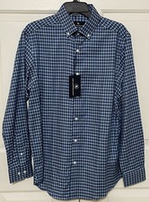 NWT Hart Schaffner Marx size M blue white long sleeve button up shirt mens 98