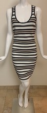 Felicity & Coco Low Cut Black and White Striped Bodycon Sweater Dress Size M