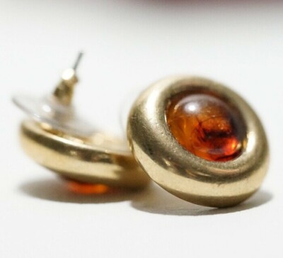Joseph Esposito Ashley Classics - Gold Tone Simulated Amber Round Earrings 