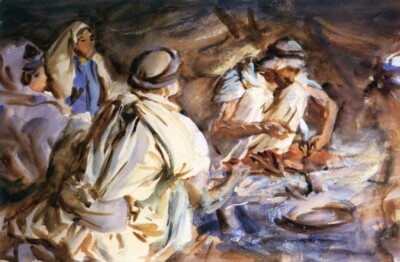 Bedouins  Print by John Singer Sargent 1905   Orientalist Middle Eastern Scene